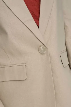 Only Blusoes E Casacos-Blazer Oversized Com Linho