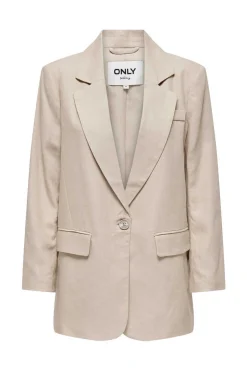 Only Blusoes E Casacos-Blazer Oversized Com Linho