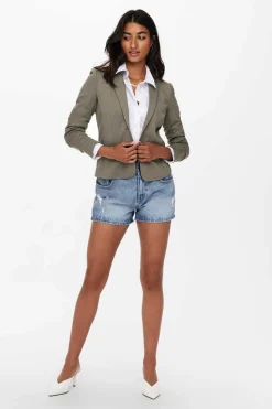 Only Blusoes E Casacos-Blazer Slim Com Bolsos