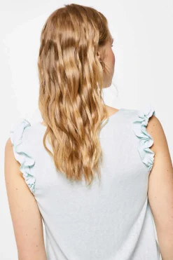 Springfield Camisas E Blusas-Blusa Bimateria Alcas Folhos