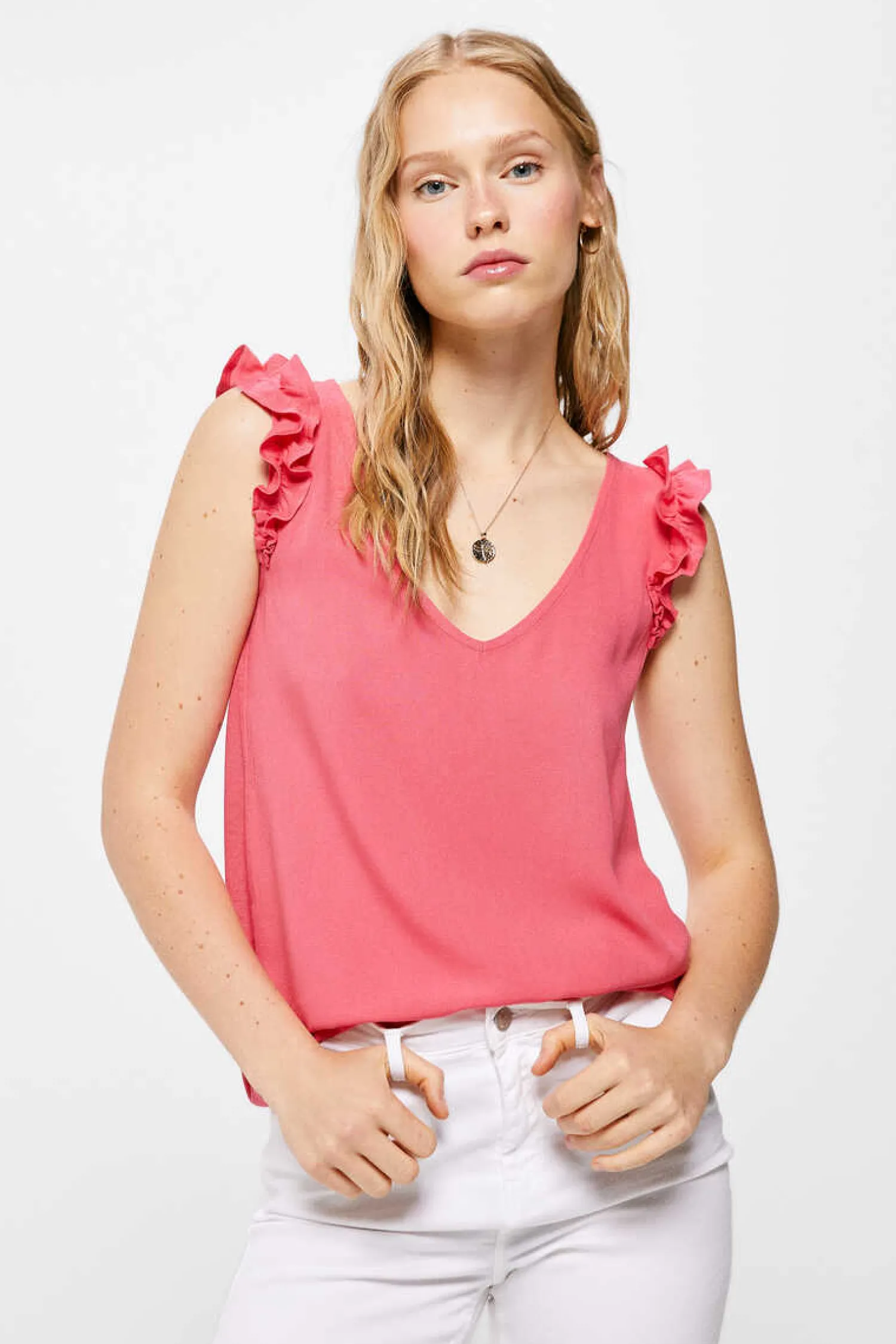 Springfield Camisas E Blusas-Blusa Bimateria Alcas Folhos