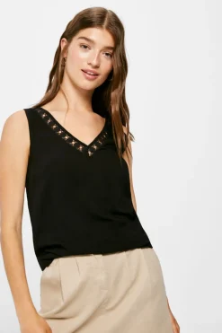 Springfield Camisas E Blusas-Blusa Bimateria Decote Bico Lace