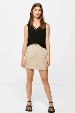 Springfield Camisas E Blusas-Blusa Bimateria Decote Bico Lace