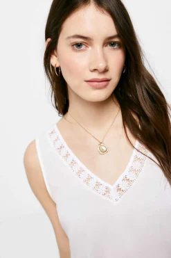 Springfield Camisas E Blusas-Blusa Bimateria Decote Bico Lace