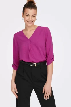 JDY Camisas E Blusas-Blusa Com Decote Em Bico E Manga 3/4