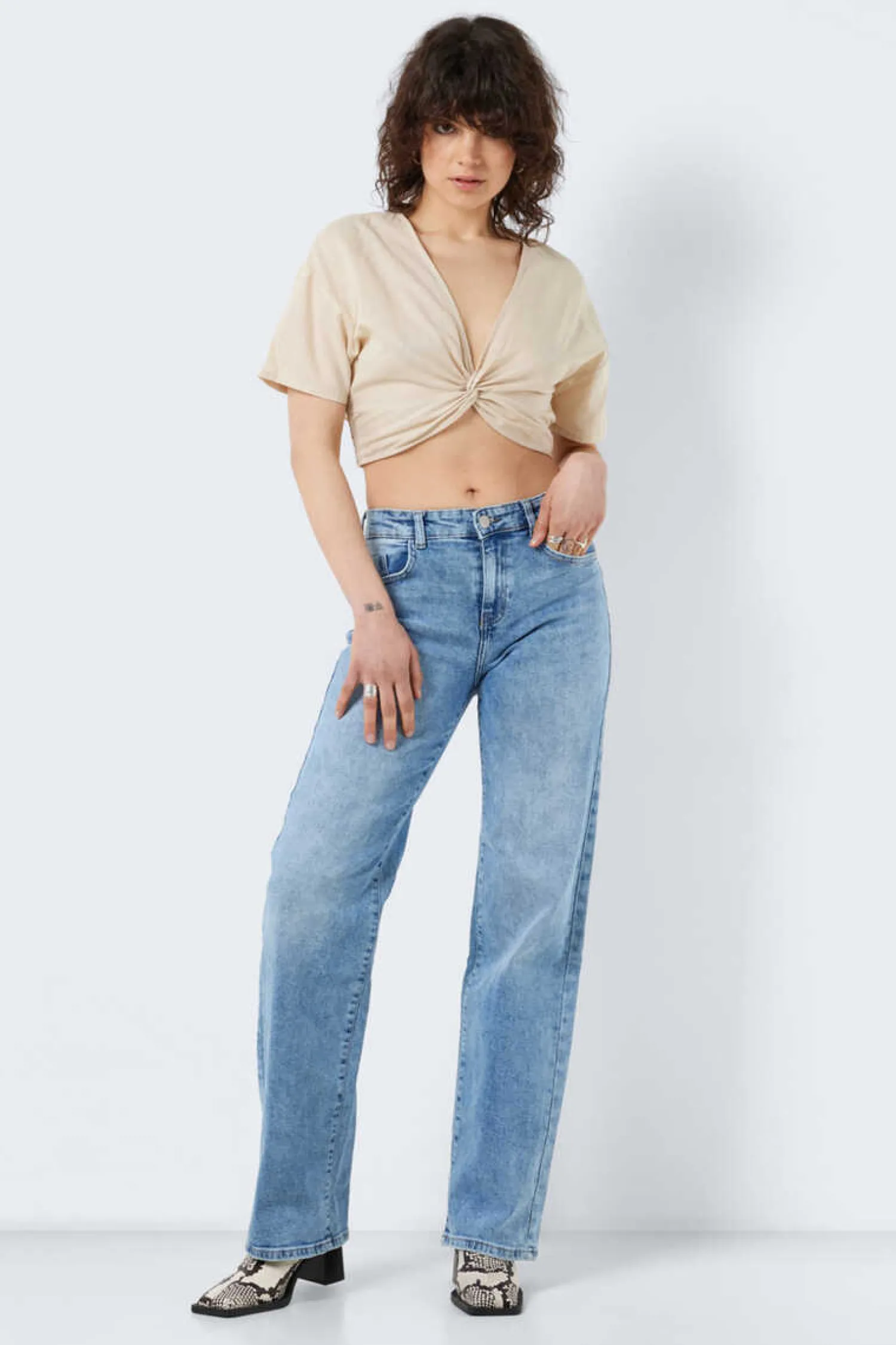 Noisy May Camisas E Blusas-Blusa Crop De Linho