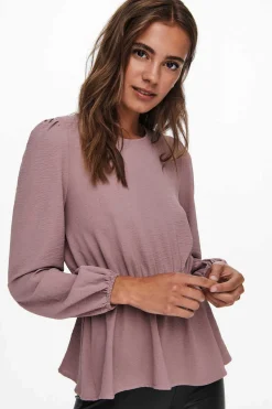 Only Camisas E Blusas-Blusa De Gola Redonda Manga Comprida