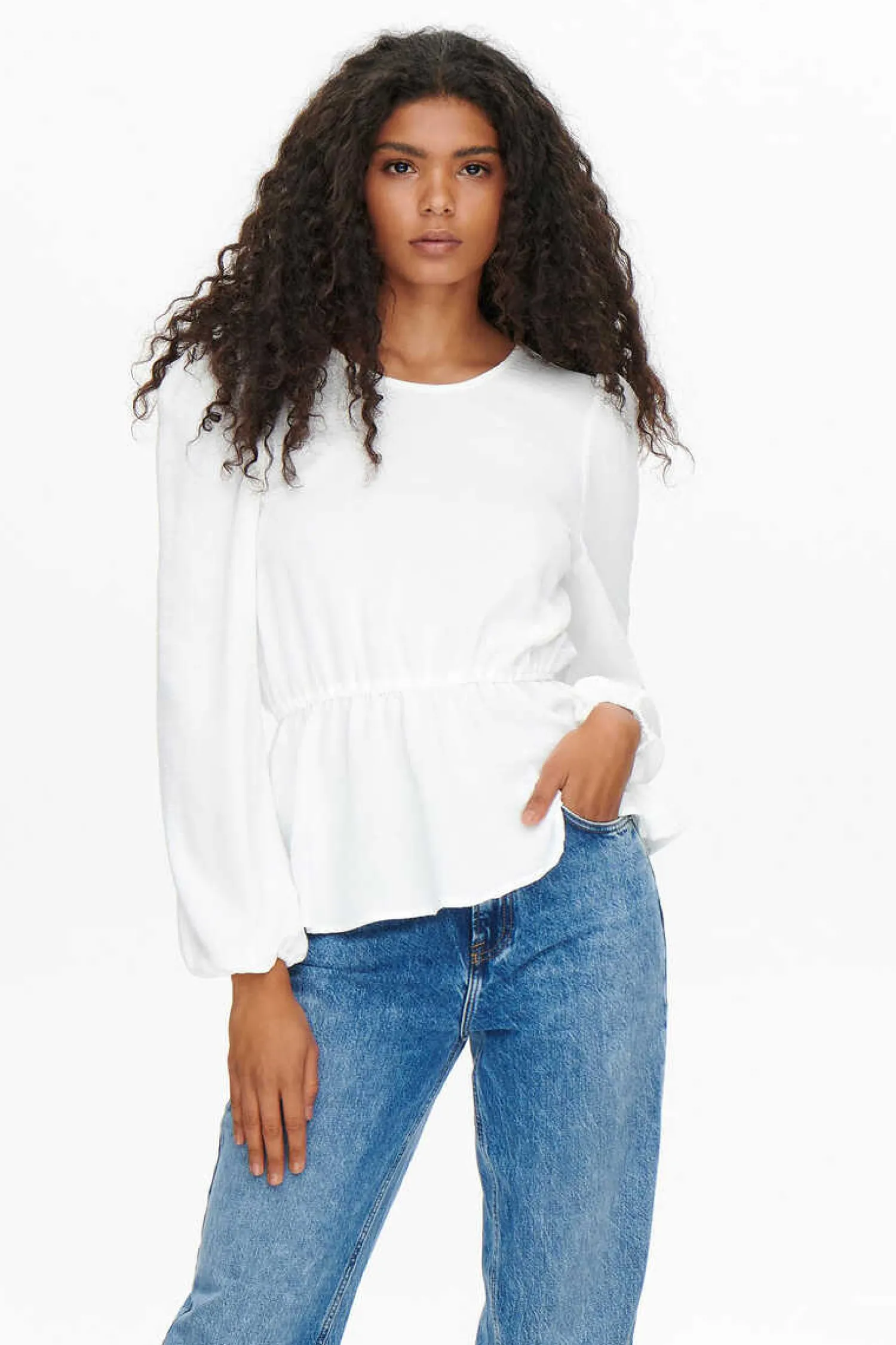 Only Camisas E Blusas-Blusa De Gola Redonda Manga Comprida