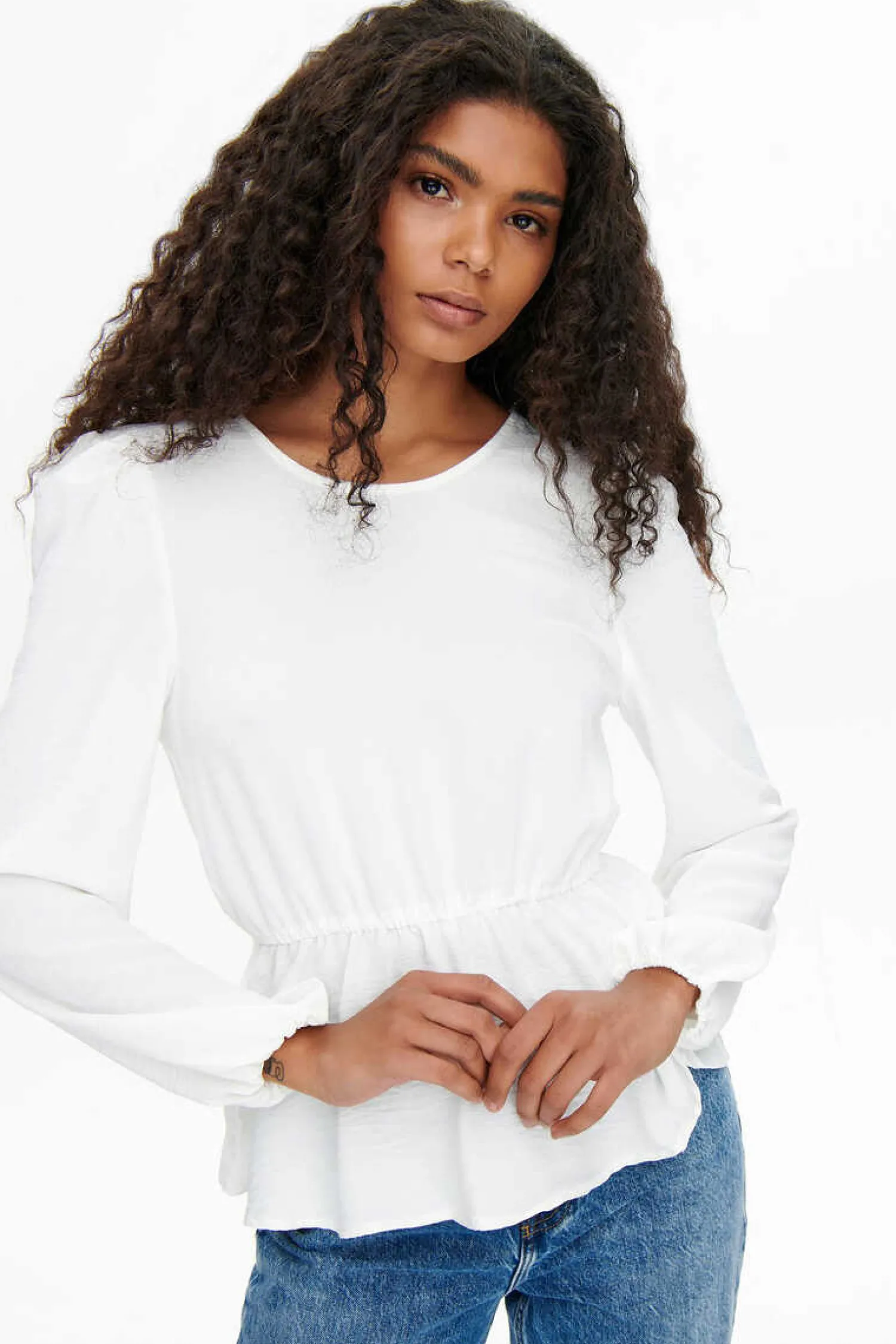 Only Camisas E Blusas-Blusa De Gola Redonda Manga Comprida