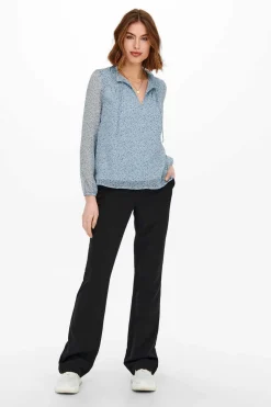 Only Camisas E Blusas-Blusa De Manga Comprida E Gola Perkins