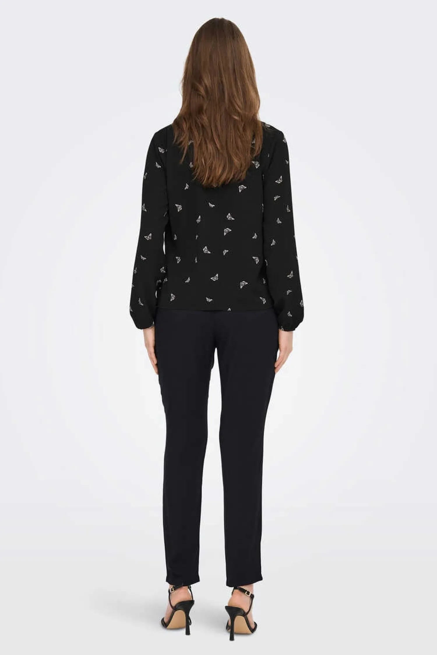 Only Camisas E Blusas-Blusa De Manga Comprida Estampada E Gola Redonda