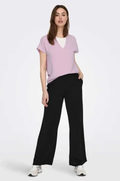 JDY Camisas E Blusas-Blusa De Pescoco Em V Simples Com Mangas Curtas