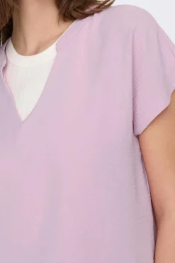 JDY Camisas E Blusas-Blusa De Pescoco Em V Simples Com Mangas Curtas