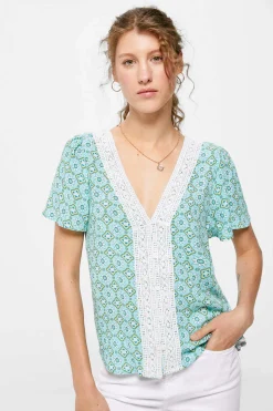 Springfield Camisas E Blusas-Blusa Decote Crochet