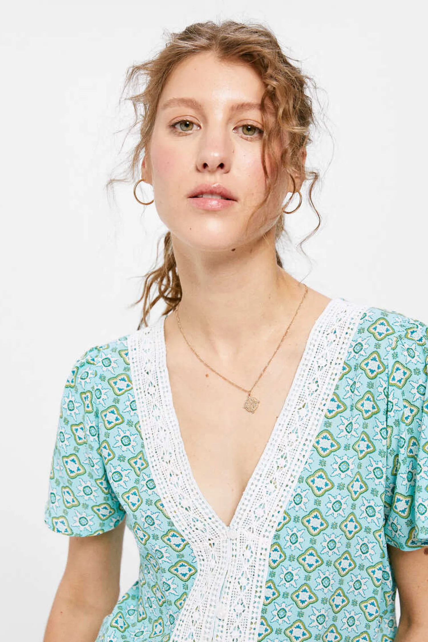 Springfield Camisas E Blusas-Blusa Decote Crochet