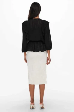 Only Camisas E Blusas-Blusa Decote Em Bico Manga 3/4