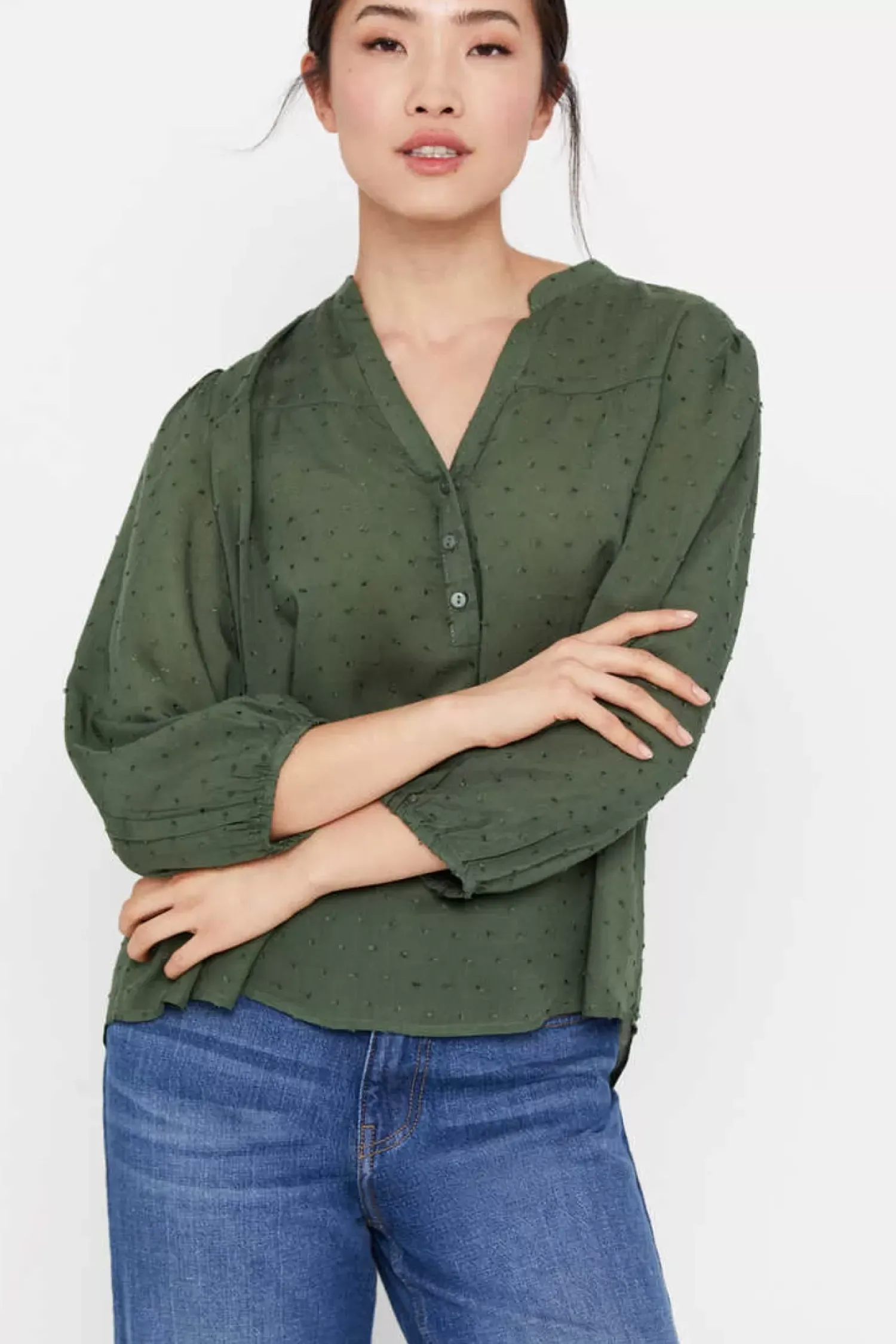 Cortefiel Camisas E Blusas-Blusa Em Tecido Plumeti