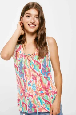 Springfield Camisas E Blusas-Blusa Estampada Decote Ziguezague