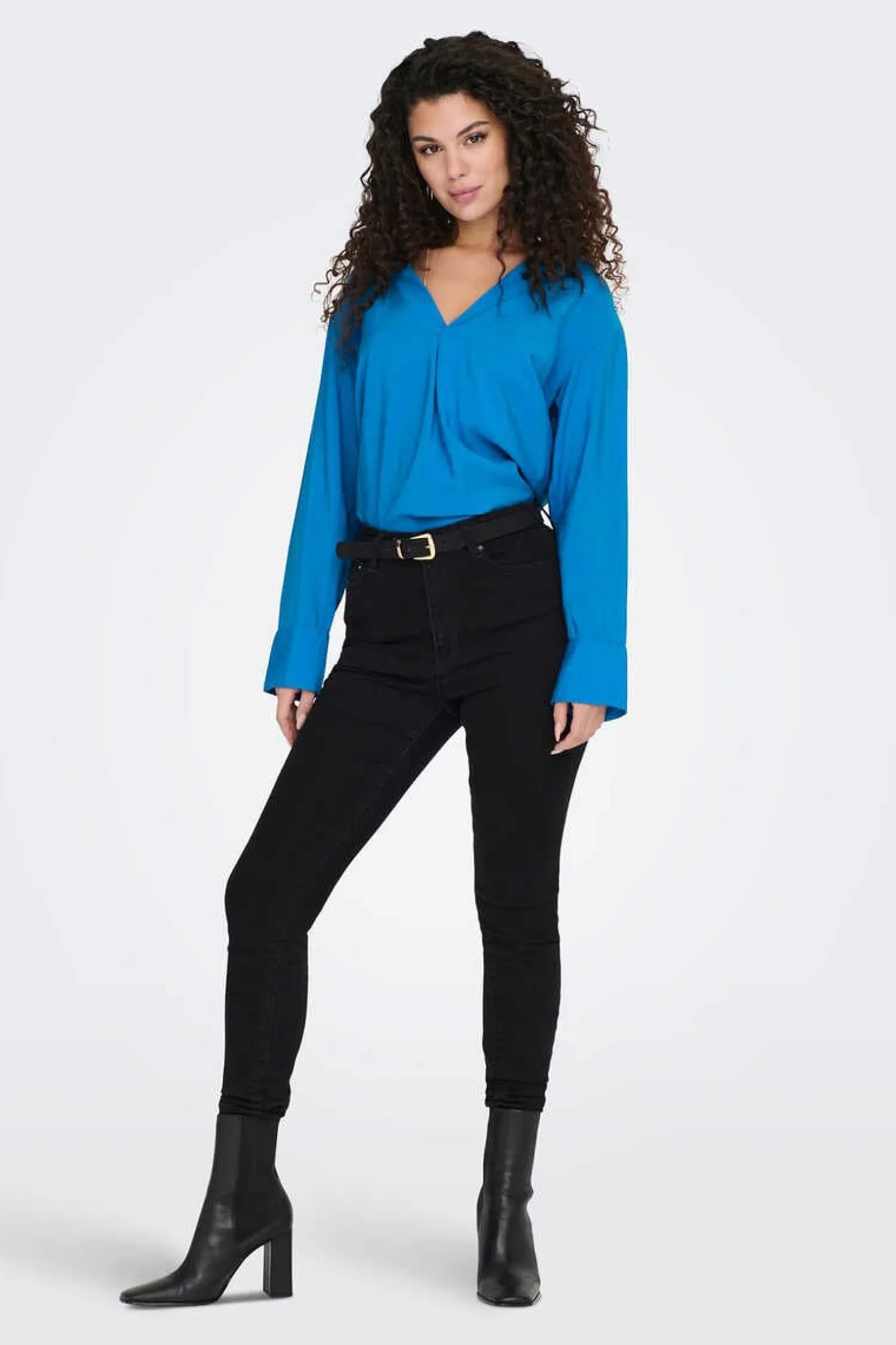 Only Camisas E Blusas-Blusa Fluida Gola Em Bico