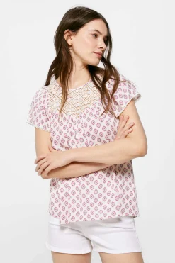 Springfield Camisas E Blusas-Blusa Lace Cintado Estampado