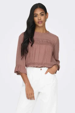 Only Camisas E Blusas-Blusa Manga 3/4 Gola Redonda