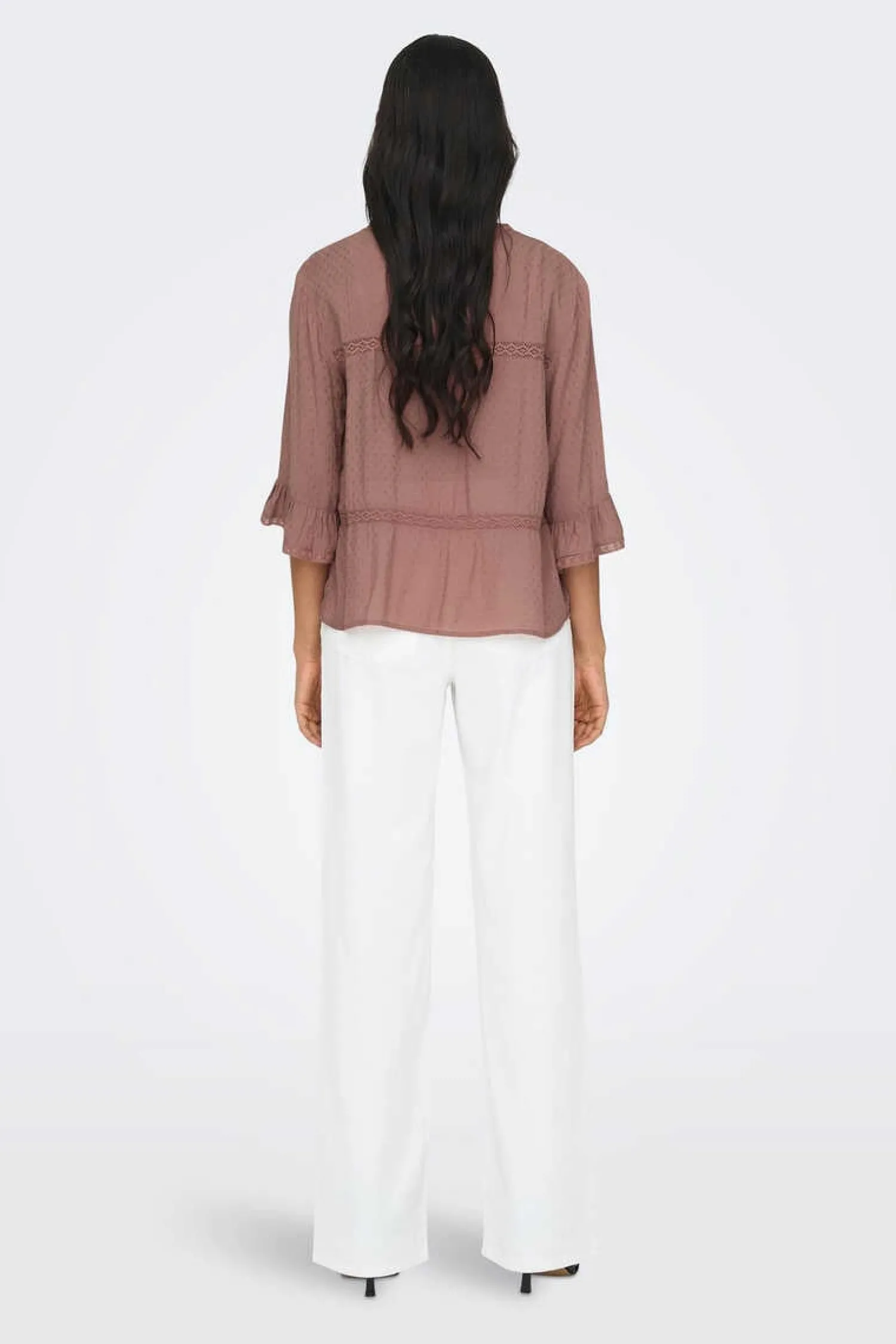 Only Camisas E Blusas-Blusa Manga 3/4 Gola Redonda