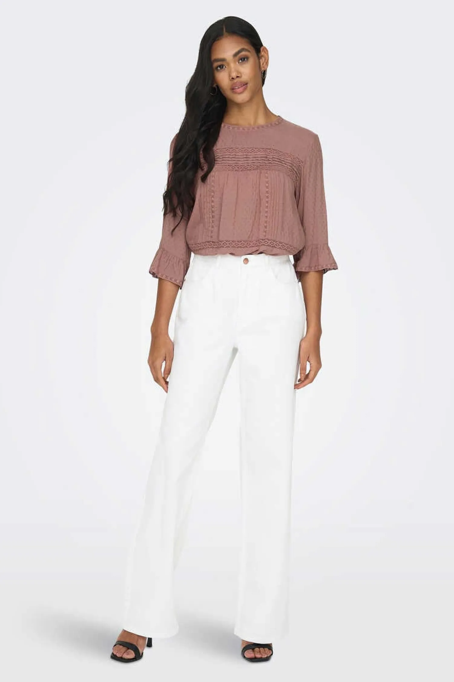 Only Camisas E Blusas-Blusa Manga 3/4 Gola Redonda