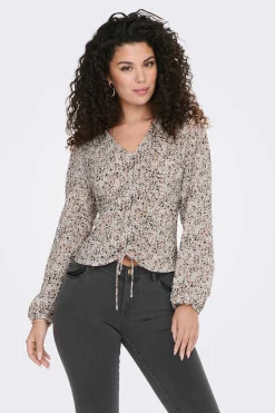 Only Camisas E Blusas-Blusa Manga Comprida Gola Em Bico