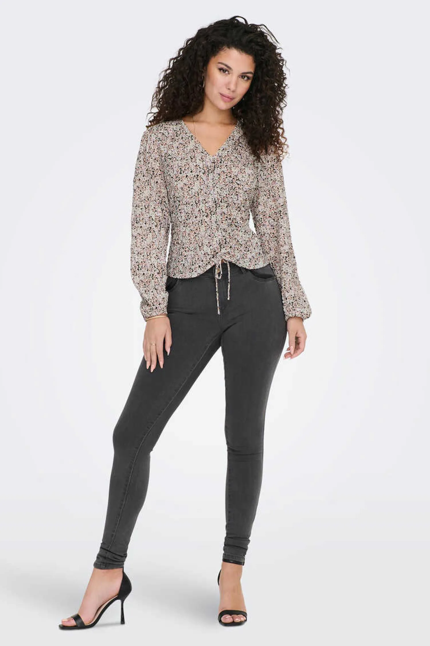 Only Camisas E Blusas-Blusa Manga Comprida Gola Em Bico