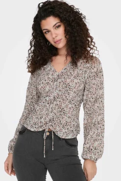 Only Camisas E Blusas-Blusa Manga Comprida Gola Em Bico