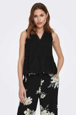 Only Camisas E Blusas-Blusa Sem Mangas Decote Em Bico