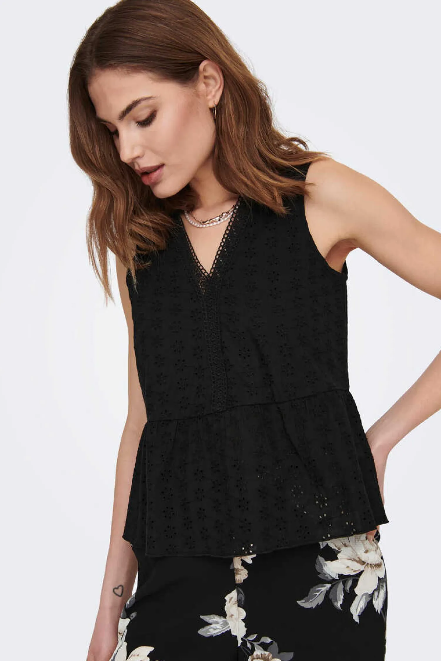 Only Camisas E Blusas-Blusa Sem Mangas Decote Em Bico