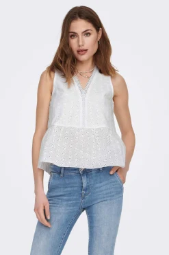 Only Camisas E Blusas-Blusa Sem Mangas Decote Em Bico