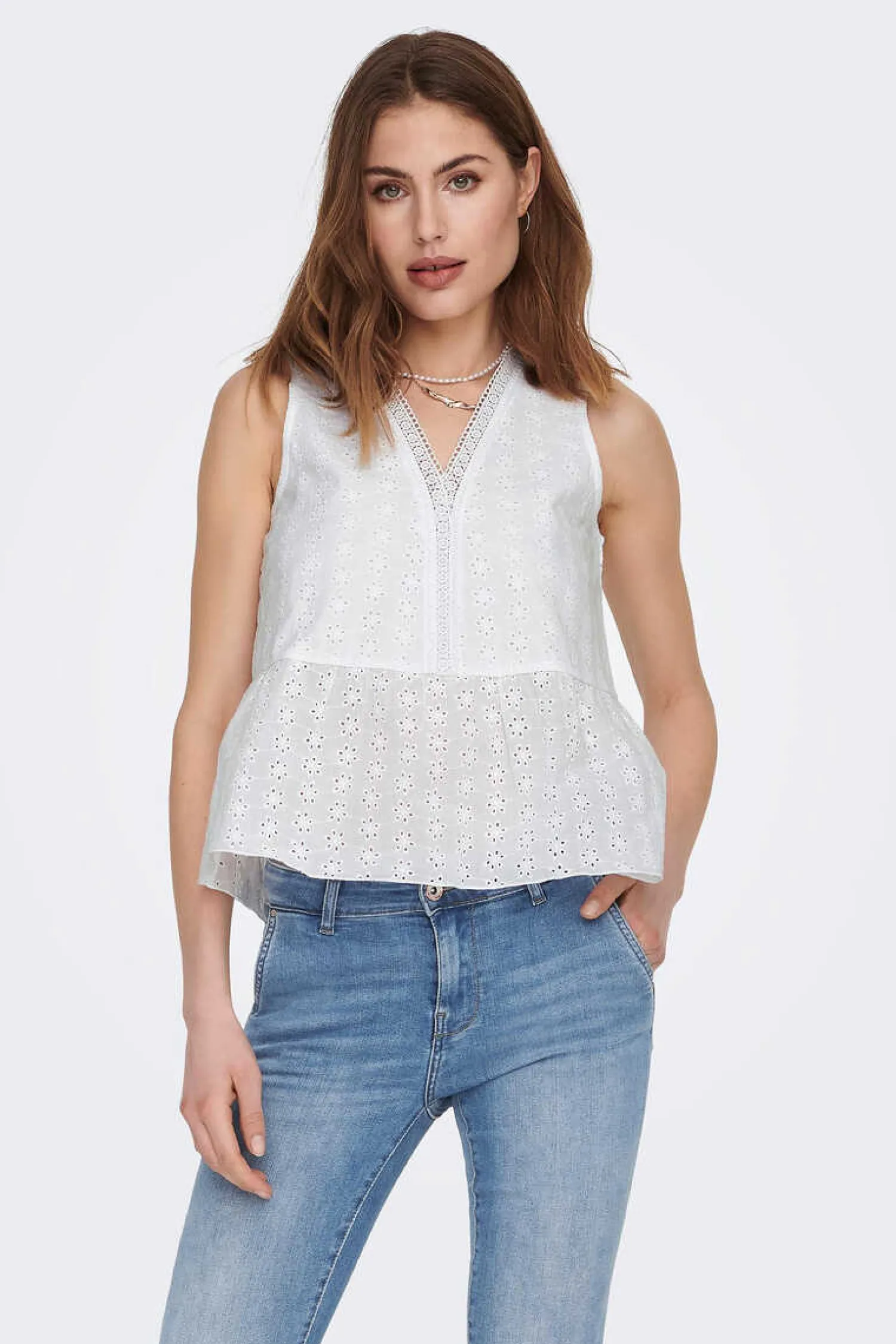 Only Camisas E Blusas-Blusa Sem Mangas Decote Em Bico