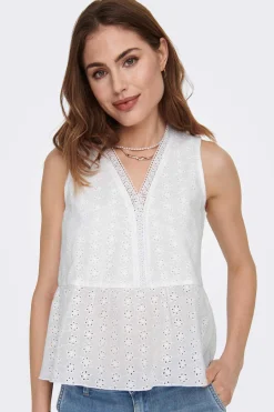 Only Camisas E Blusas-Blusa Sem Mangas Decote Em Bico