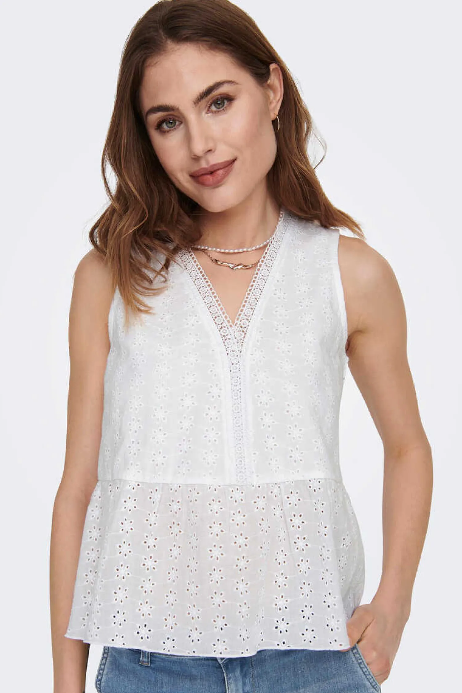 Only Camisas E Blusas-Blusa Sem Mangas Decote Em Bico