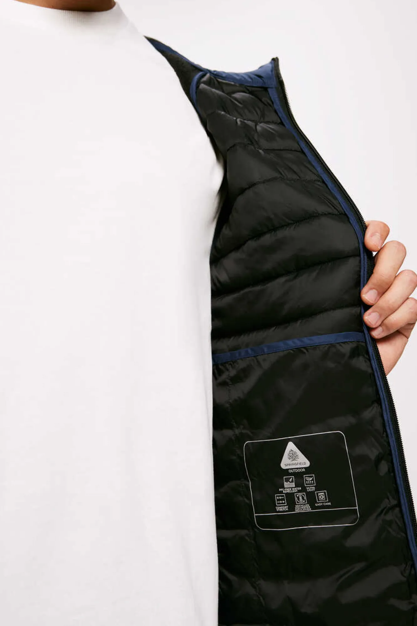 Springfield Blusao Acolchoado Combinado Capuz Azulado Sale