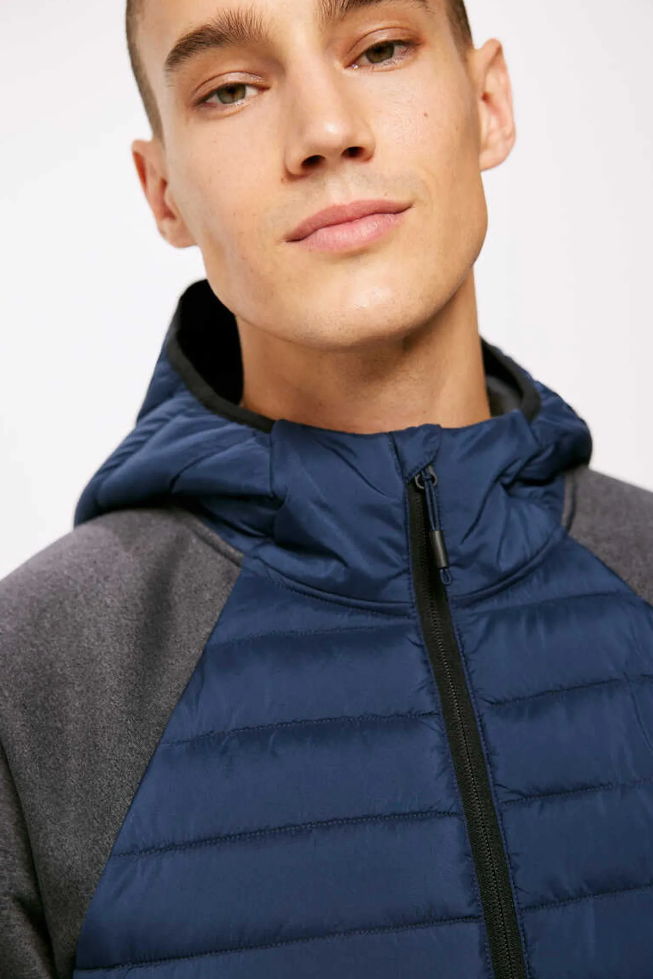 Springfield Blusao Acolchoado Combinado Capuz Azulado Sale