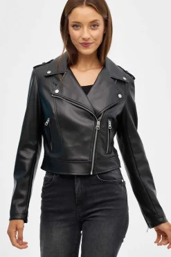 Inside Blusoes E Casacos-Blusao Biker Efeito Pele