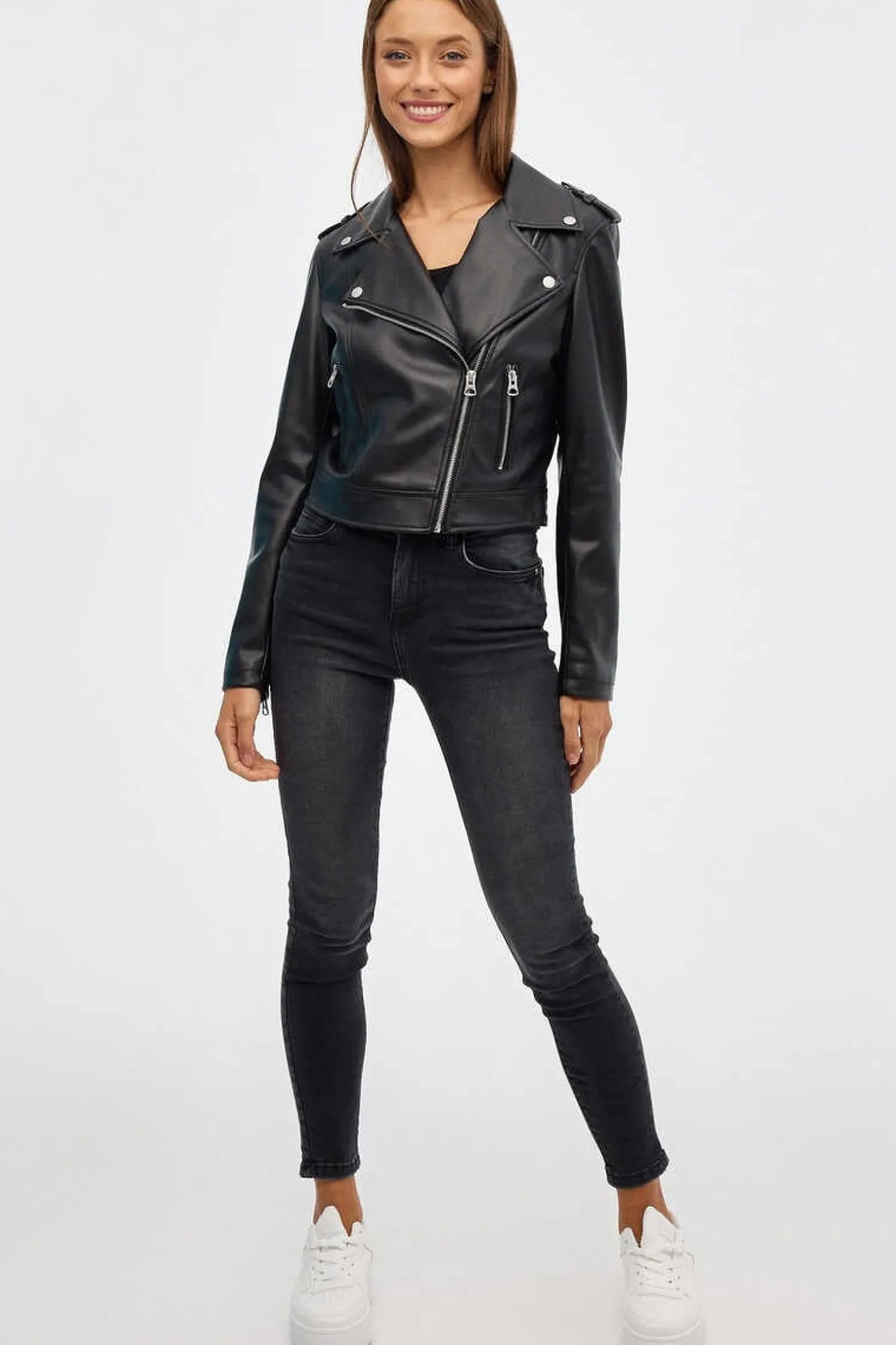 Inside Blusoes E Casacos-Blusao Biker Efeito Pele