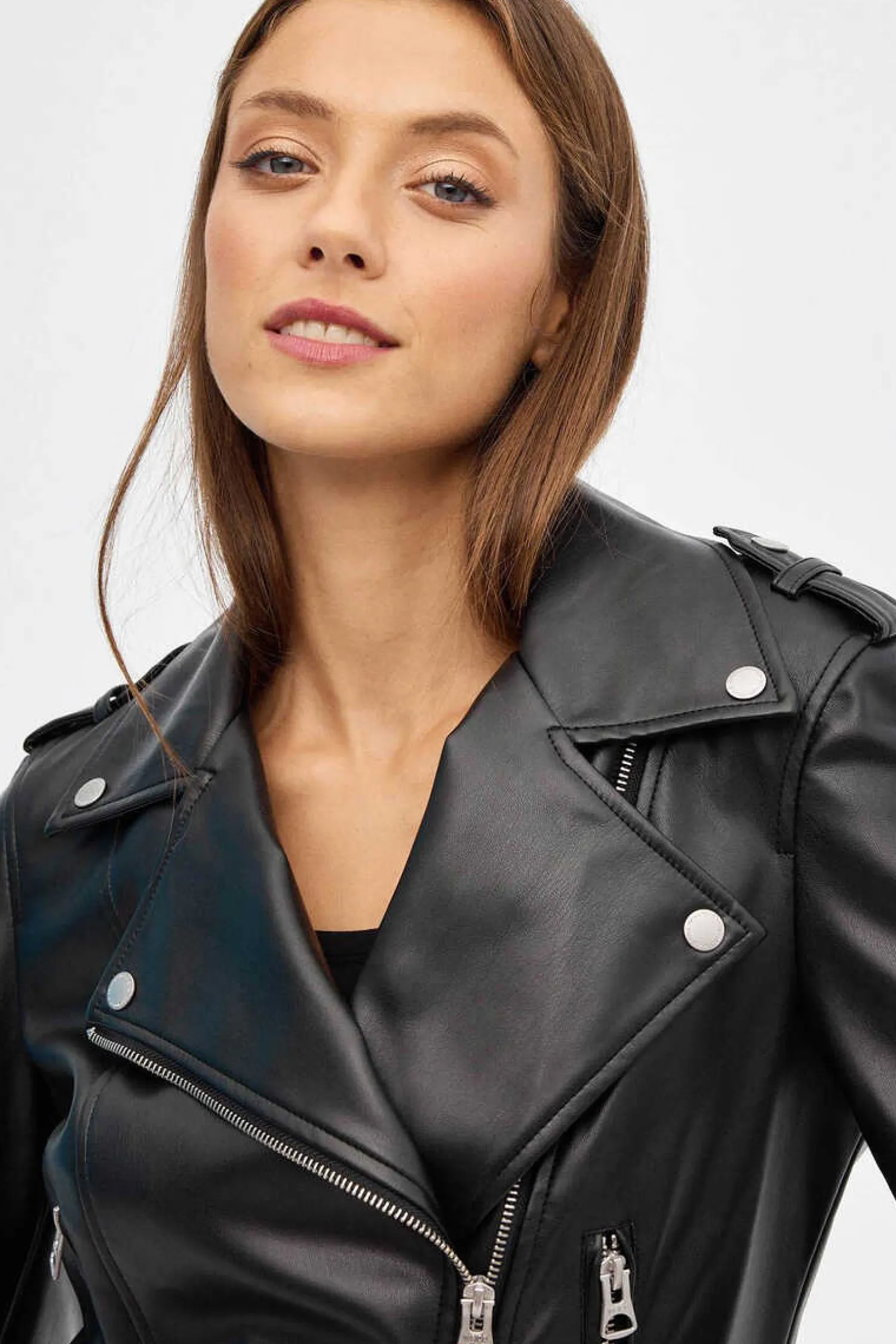 Inside Blusoes E Casacos-Blusao Biker Efeito Pele