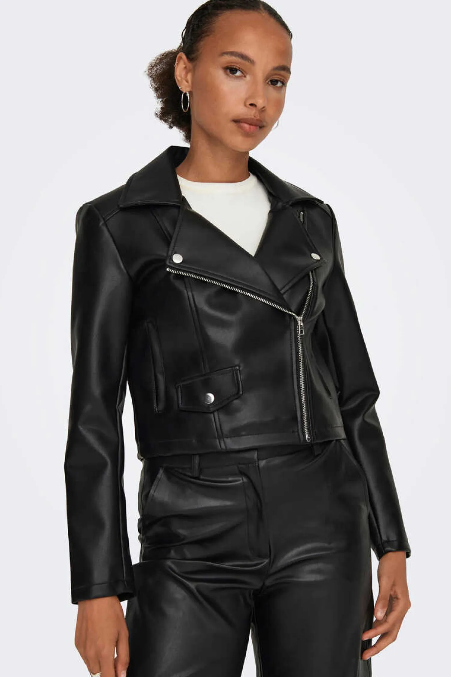 JDY Blusoes E Casacos-Blusao Biker Efeito Pele