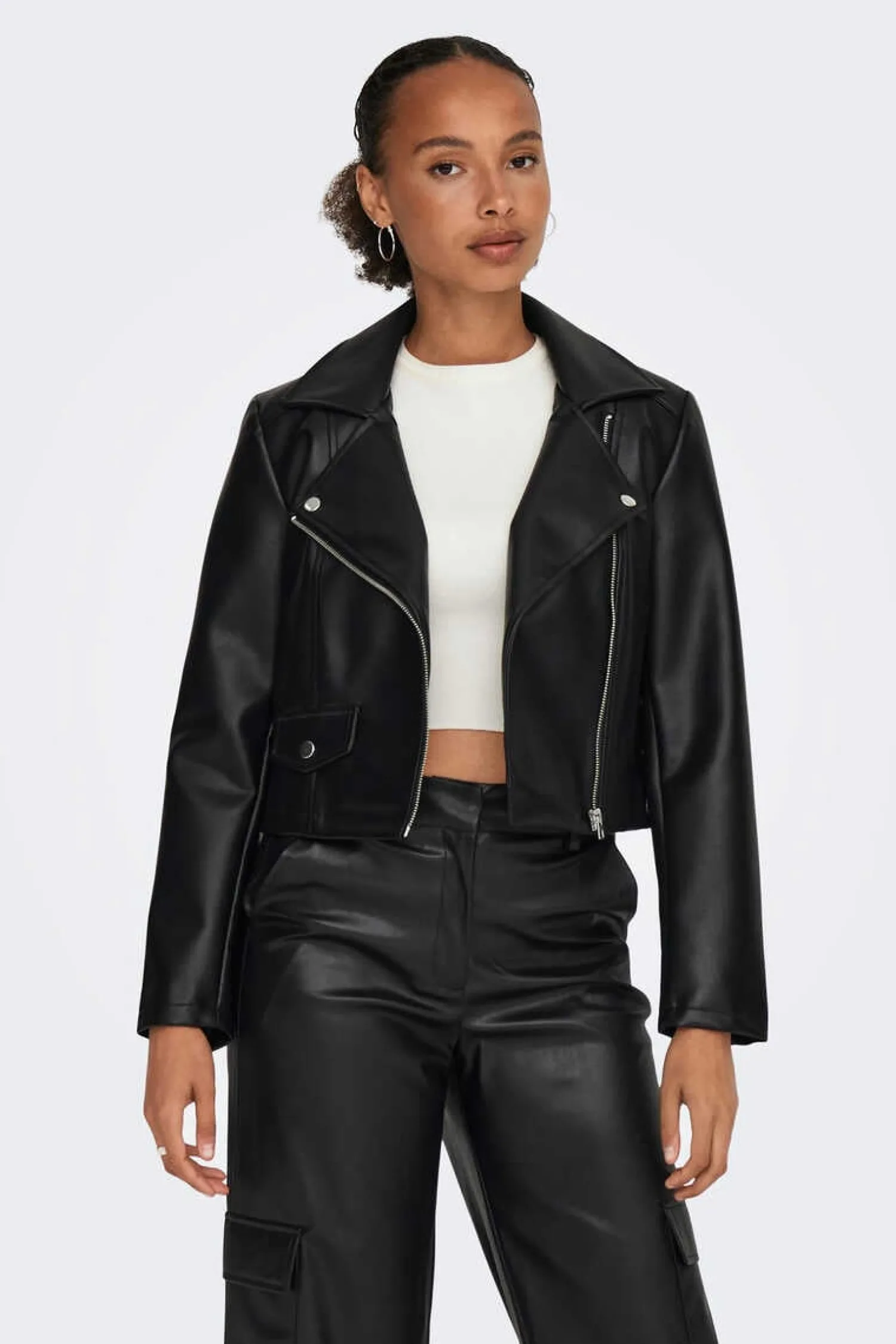 JDY Blusoes E Casacos-Blusao Biker Efeito Pele