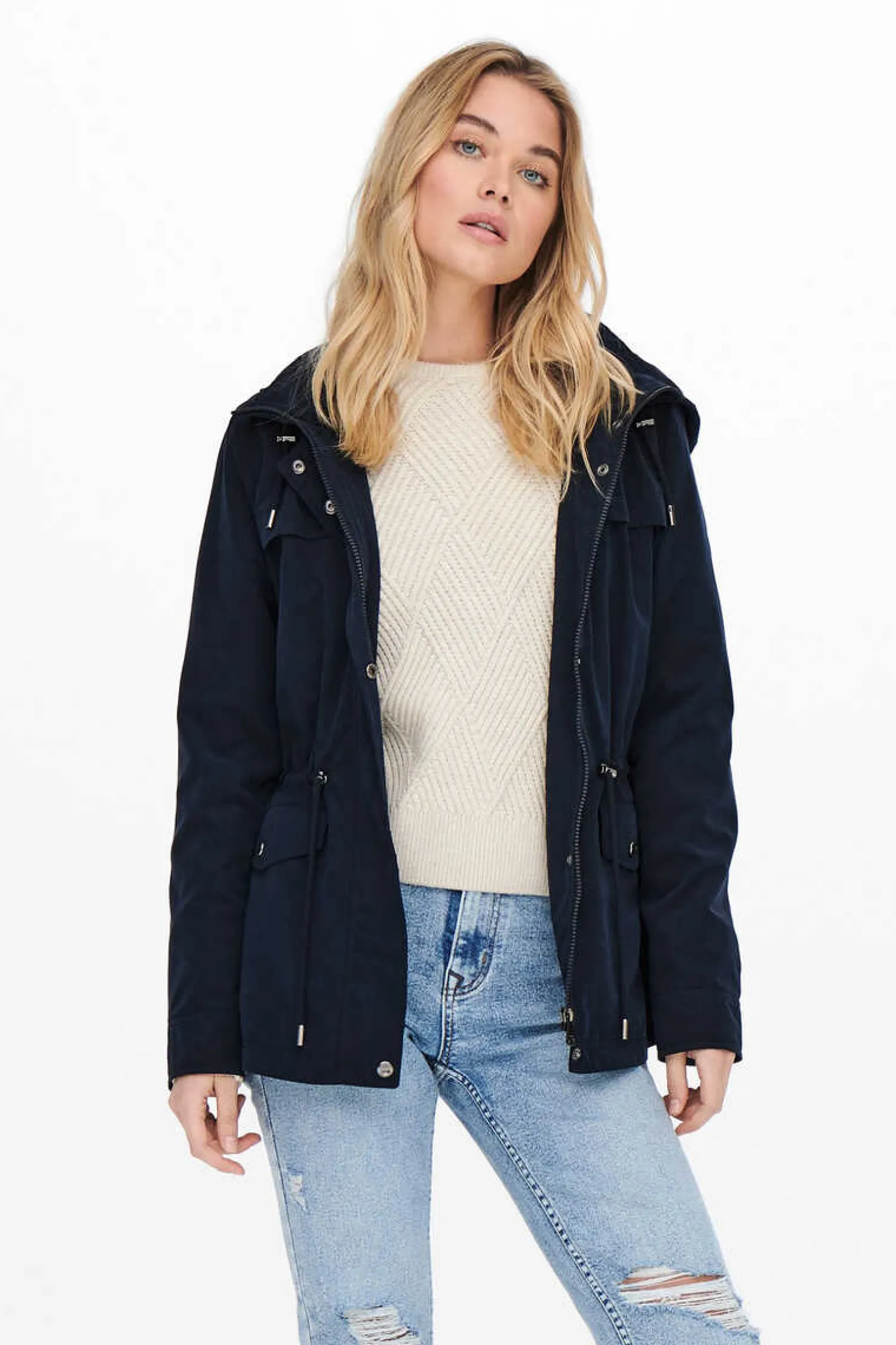 Only Blusoes E Casacos-Blusao Bolsos Com Capuz