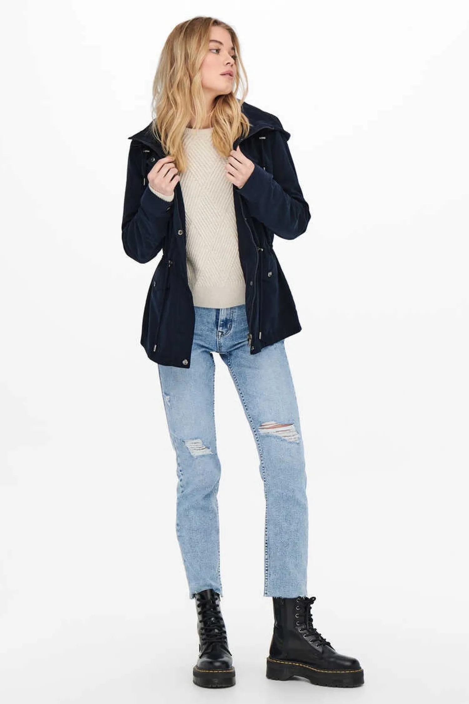 Only Blusoes E Casacos-Blusao Bolsos Com Capuz