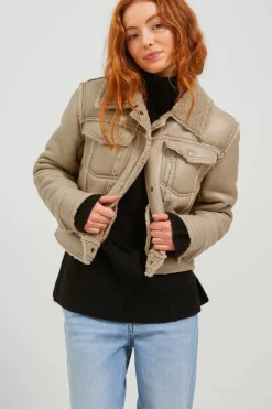 Jack & Jones Blusoes E Casacos-Blusao De Polipele Com Borrego