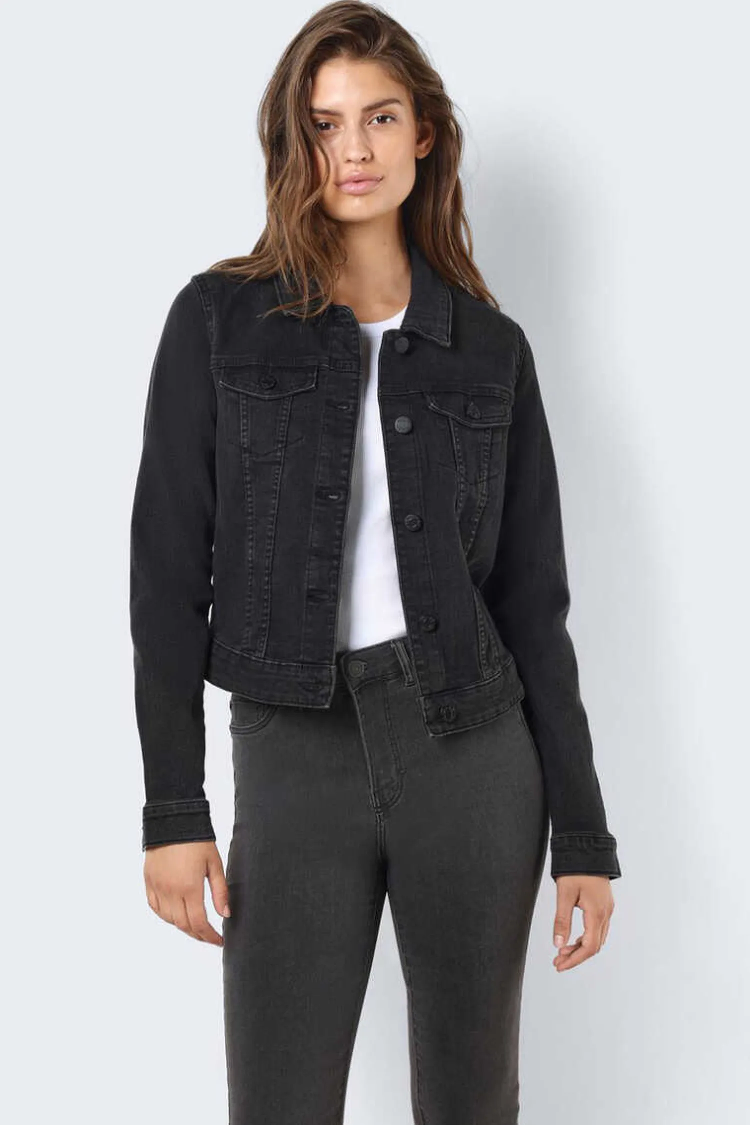 Noisy May Blusoes E Casacos-Blusao Denim Ajustado