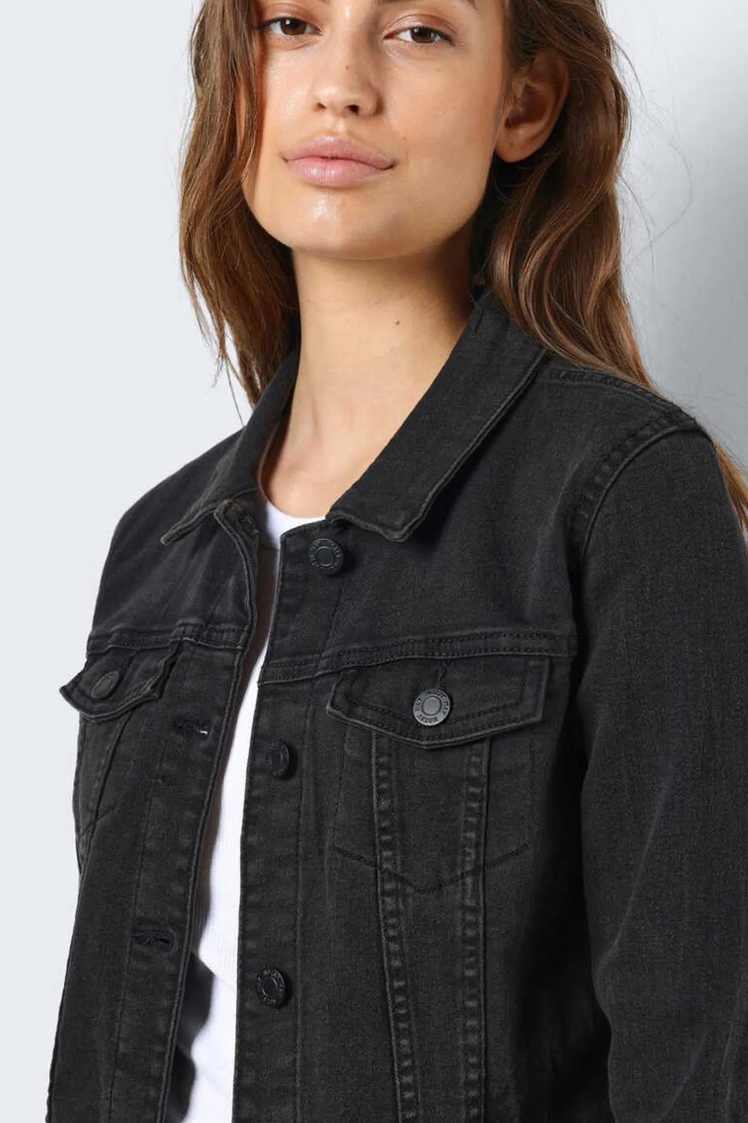 Noisy May Blusoes E Casacos-Blusao Denim Ajustado