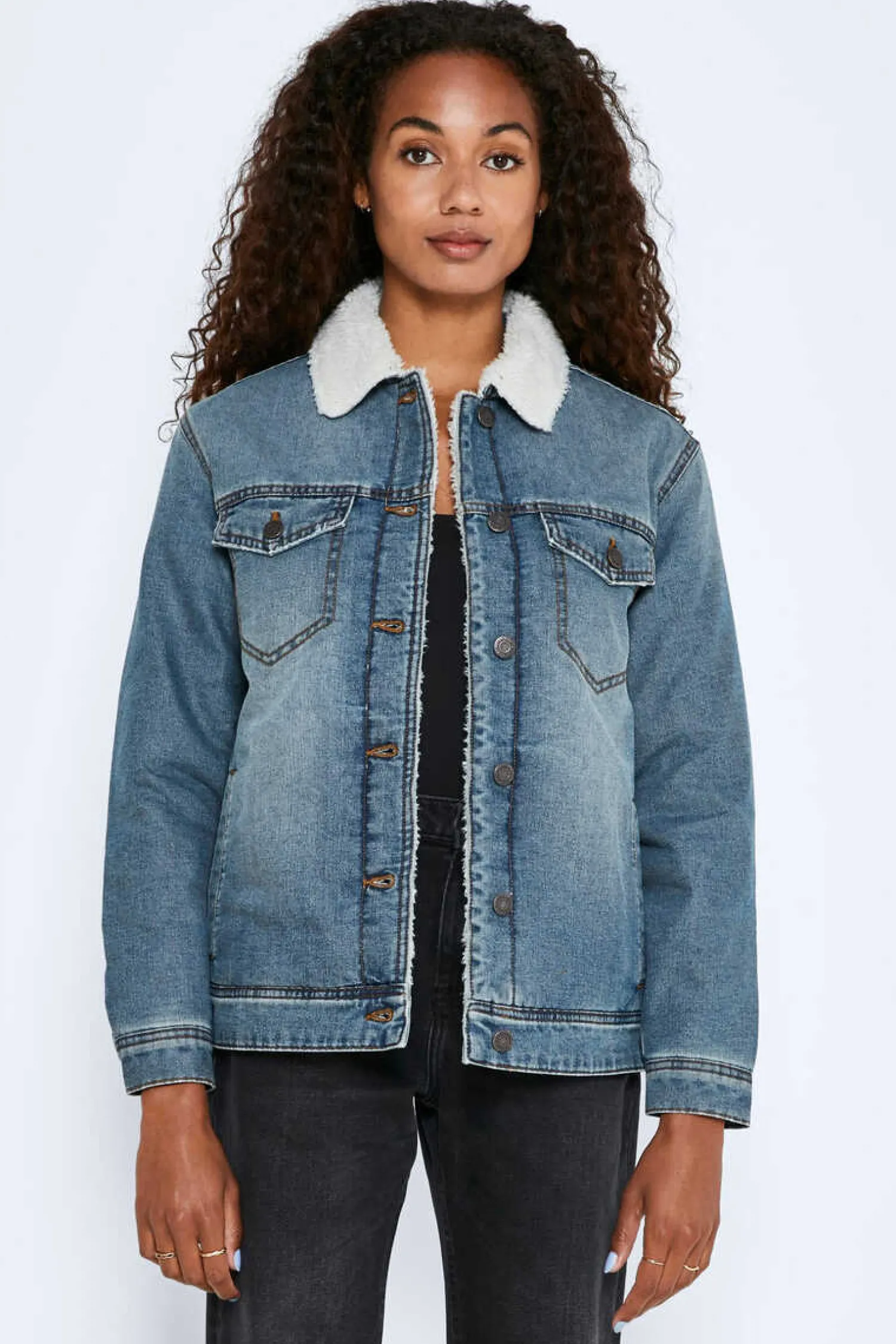 Noisy May Blusoes E Casacos-Blusao Denim Com La