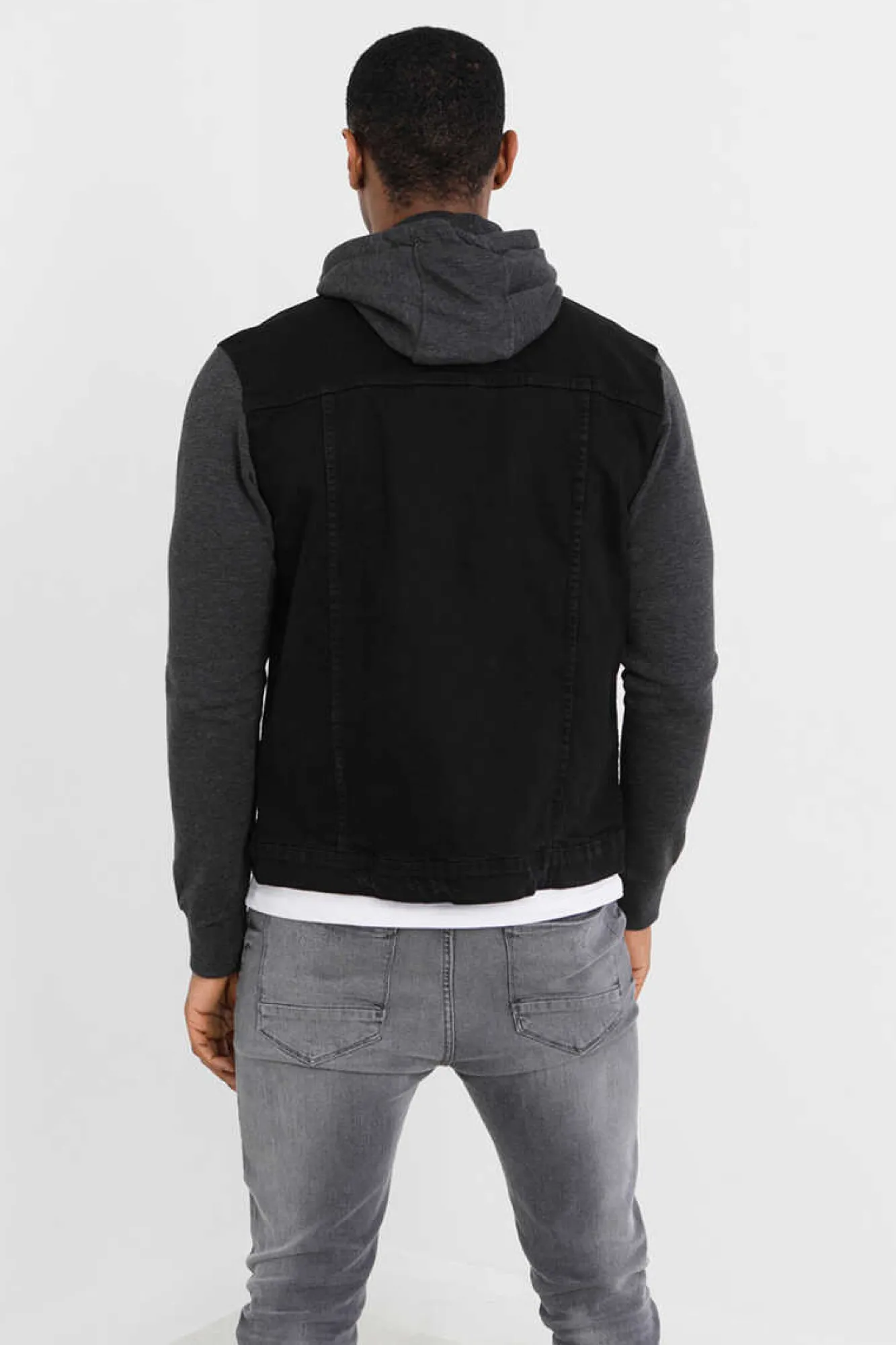 Brave Soul Blusao Denim Combinado Capuz Preto Sale